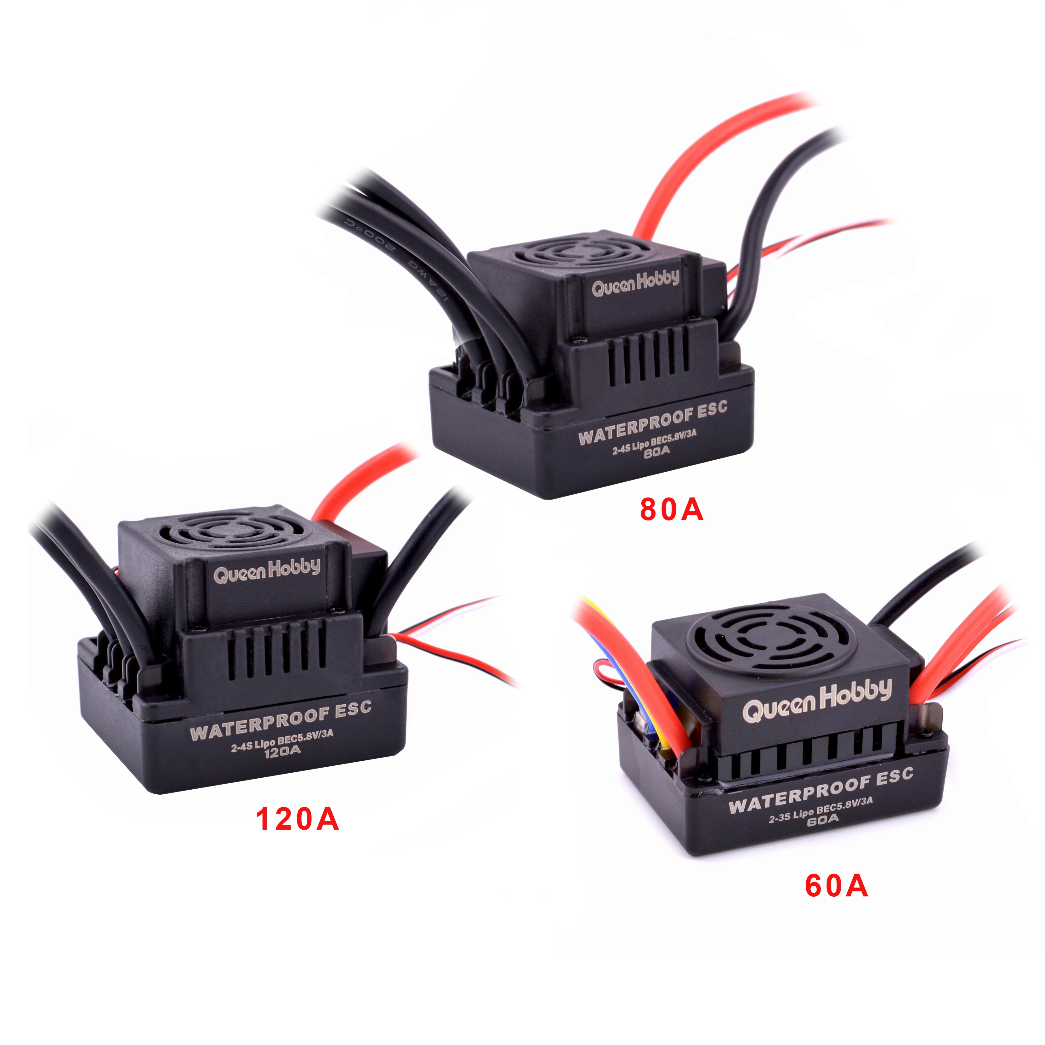 Водонепроницаемый Бесщеточный Регулятор Скорости 60A 80A 120A ESC с 5 8 V / 3A BEC для 1/10 1/8 RC