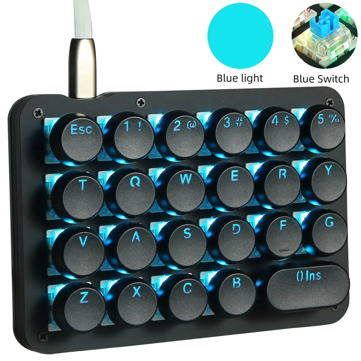 Механическая клавиатура с 23 программируемыми клавишами игровая для одной руки