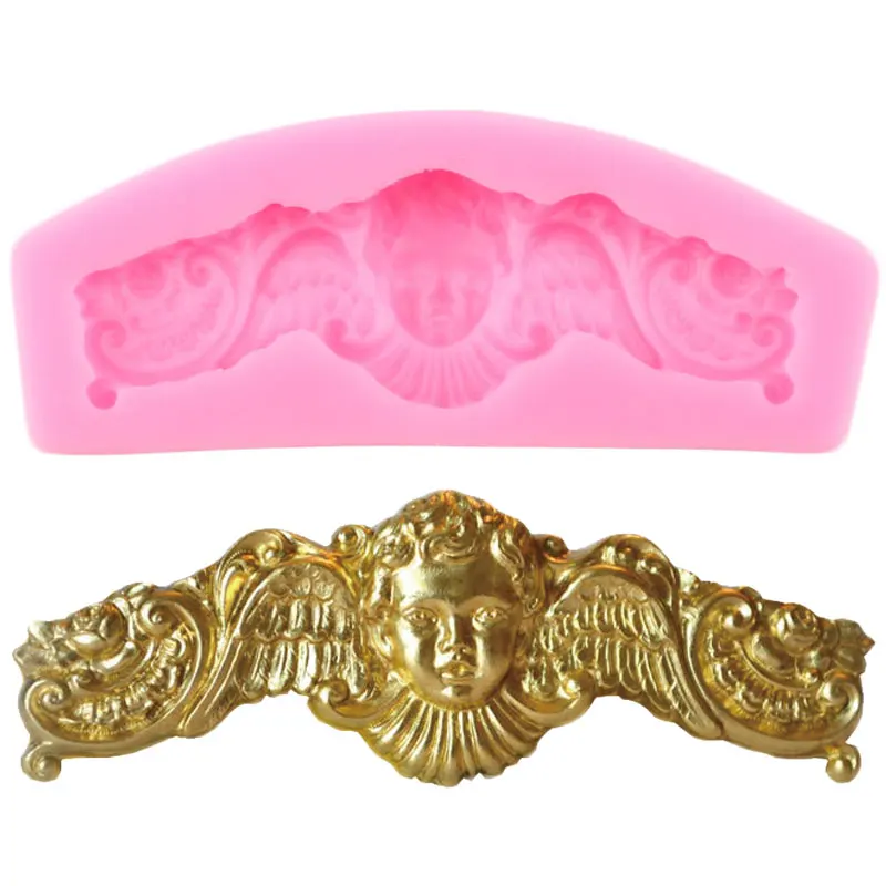 Херувим Ангел фронтальный силиконовые формы DIY рельеф торт границы инструменты