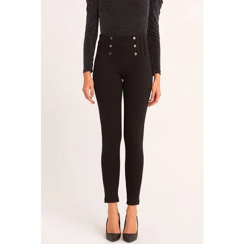 FullaModa Women Button Leggings Pants