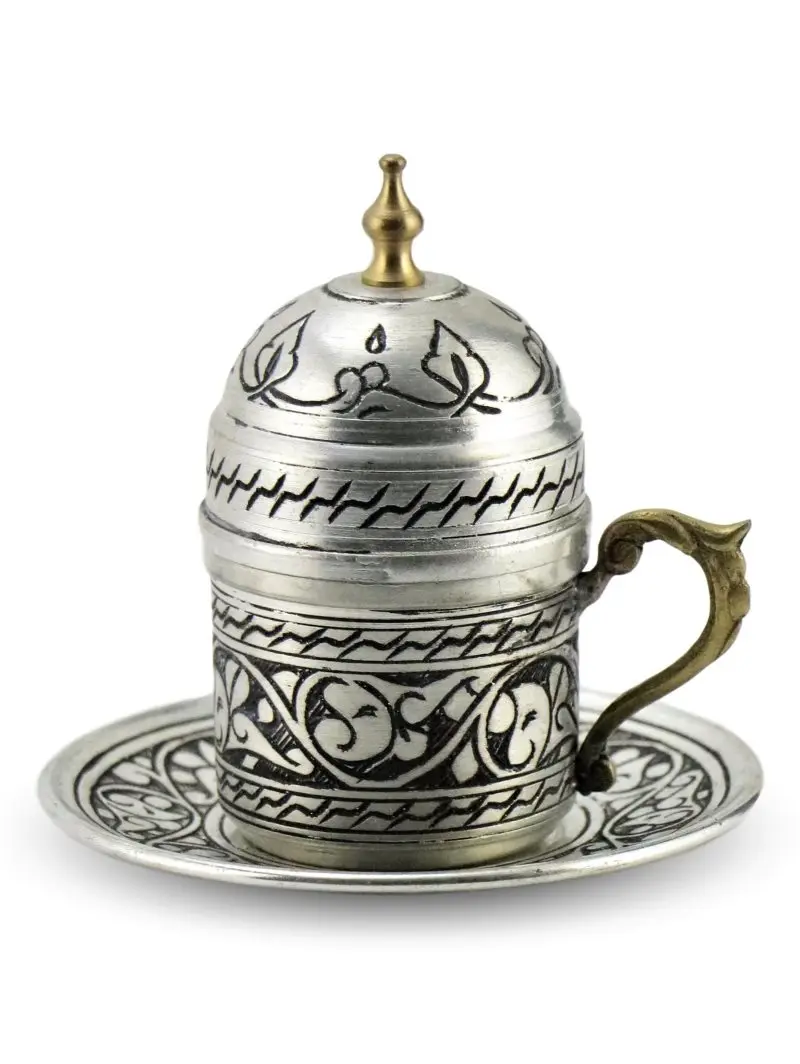 Almohadilla de copa de cobre otomano de cincel bordado pesado 6 s-1