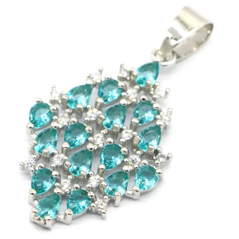 38x20mm Юбилей Золотой Цитрин синий цвет морской волны с качественным фианитом Для