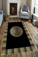 black gold stripe living room rug slip resistant faux leather sole dust stain resistant foal feather fabric 11mm thickness antibakteriyelrunner carpet