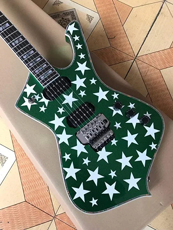 

Rare White Zombie Jay Yuenger ICJ100WZ Iceman Galactic Electric Guitar Metallic Green Silver Star Top, Pearl&Abalone Block Inlay