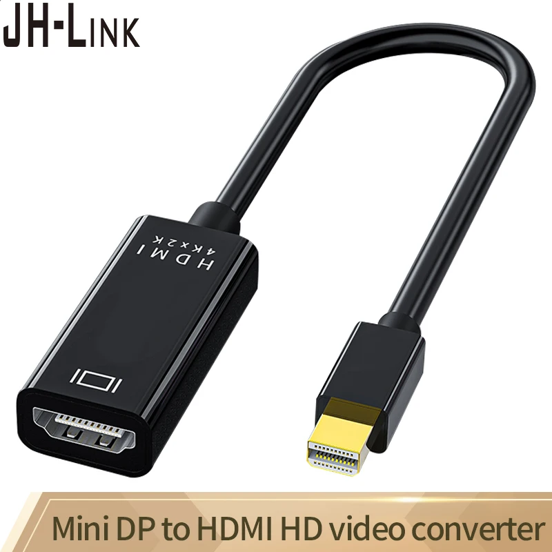 

JH-LINK Mini Display Port to HDMI Adapter DP Cable 4K 60HZ 3D Thunderbolt 3 HDMI Converter For Laptop with Mini DisplayPort
