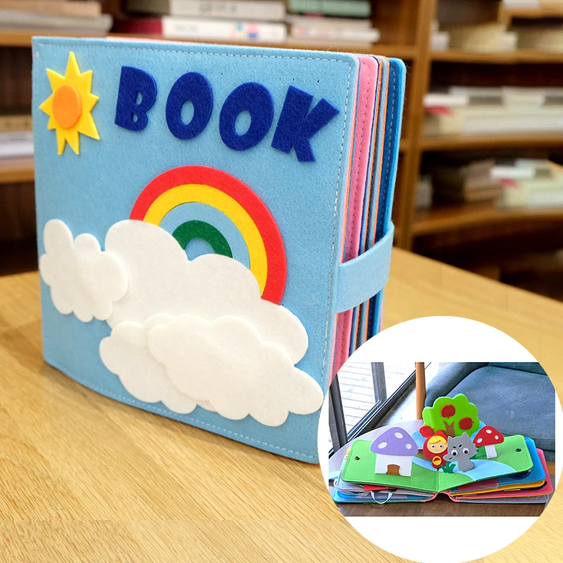 

New Montessori Washable Baby Busy Board 3D Toddlers Story Cloth Book Early Learning Education Habits Knowledge Developing Toys