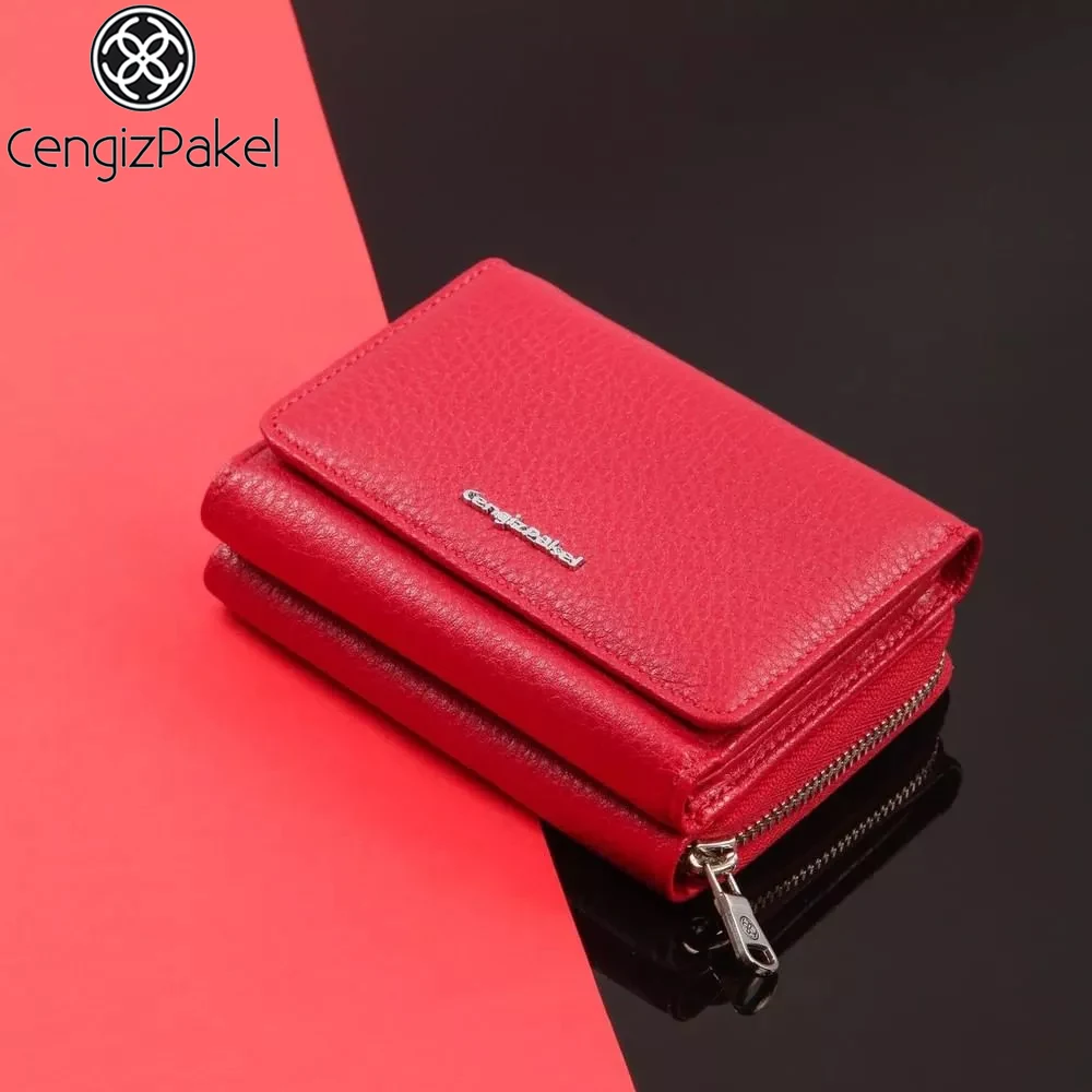 CengizPakel Red Wallet Women 'S Leather Wallet Leisure Bag Red Style Top Quality Women Wallet Short Coin Purse Card Holders