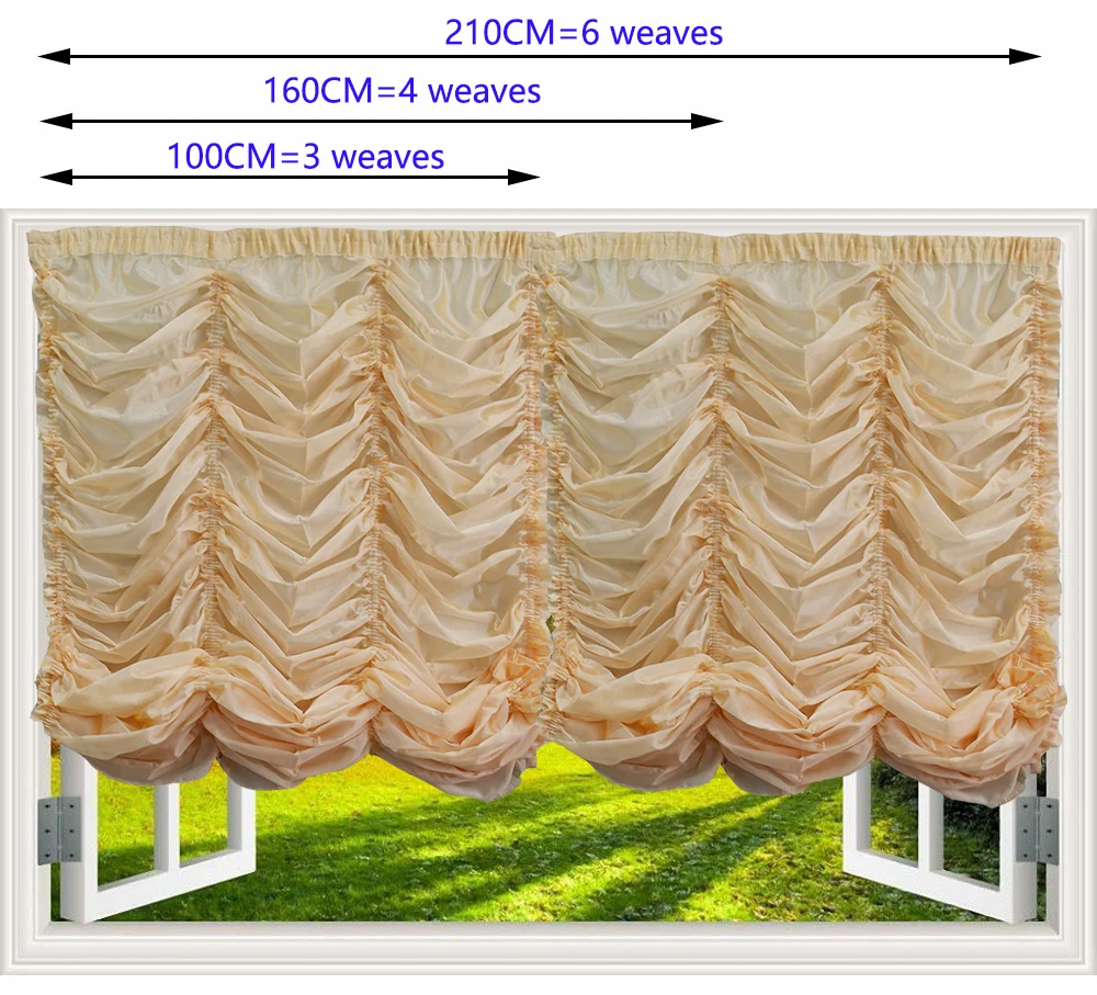 Unique Luxury Gold Austria Curtain Puff Drape Balloon Blind White Sheer Tulle Voile Self Adhesive Europe Style | Дом и сад