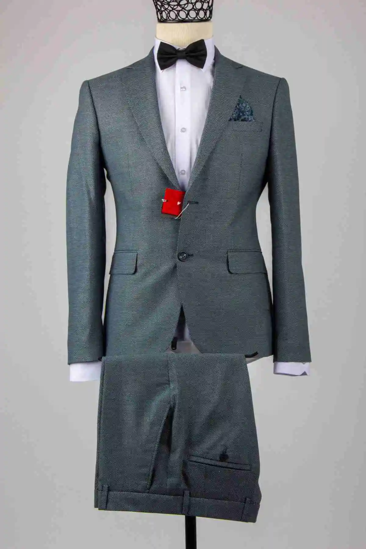 Высококачественный роскошный темно серый пиджак + жилет брюки мужской костюм