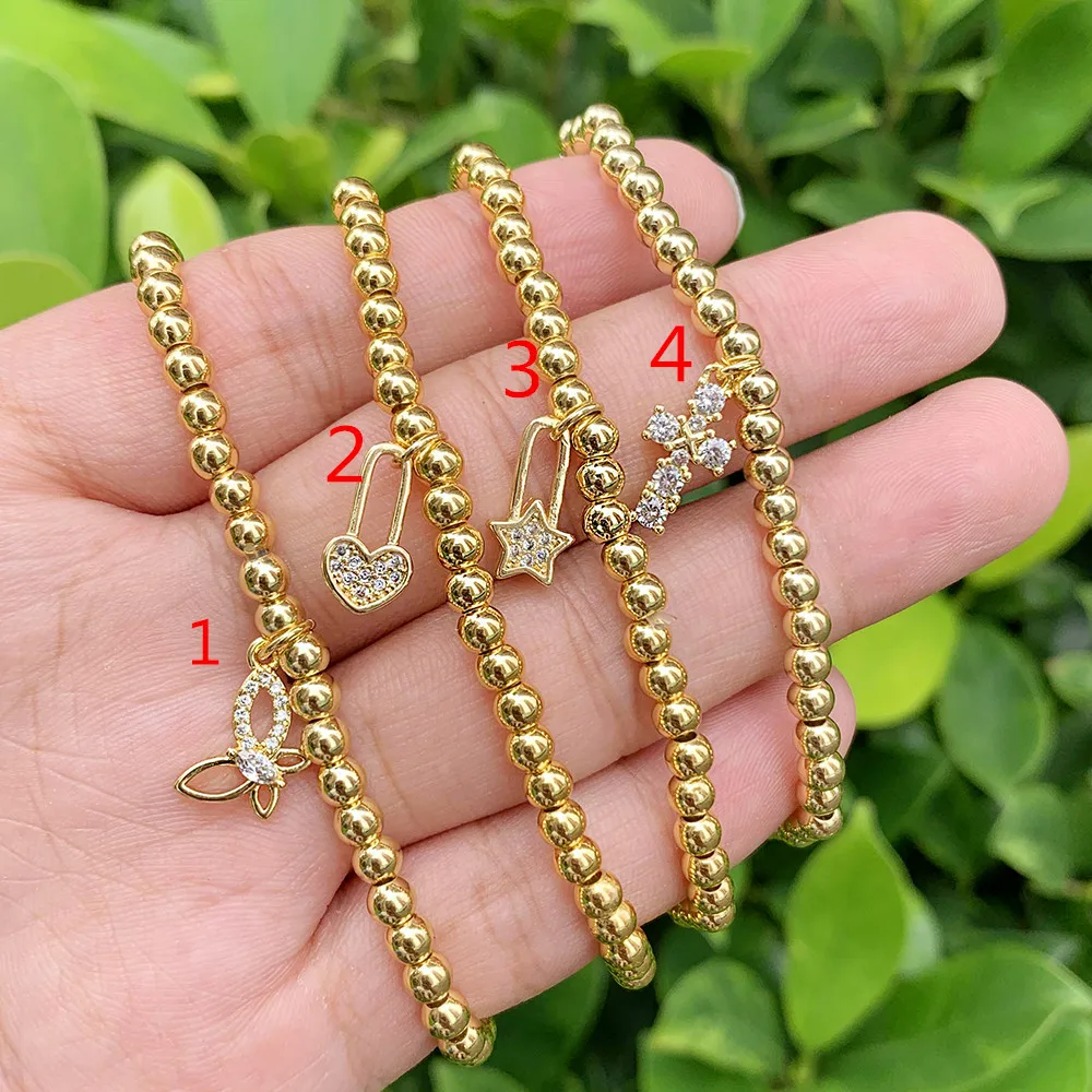 

Newest Adjustable Gold Plated Cubic Zirconia Butterfly heart shape Cross Charm Bracelet
