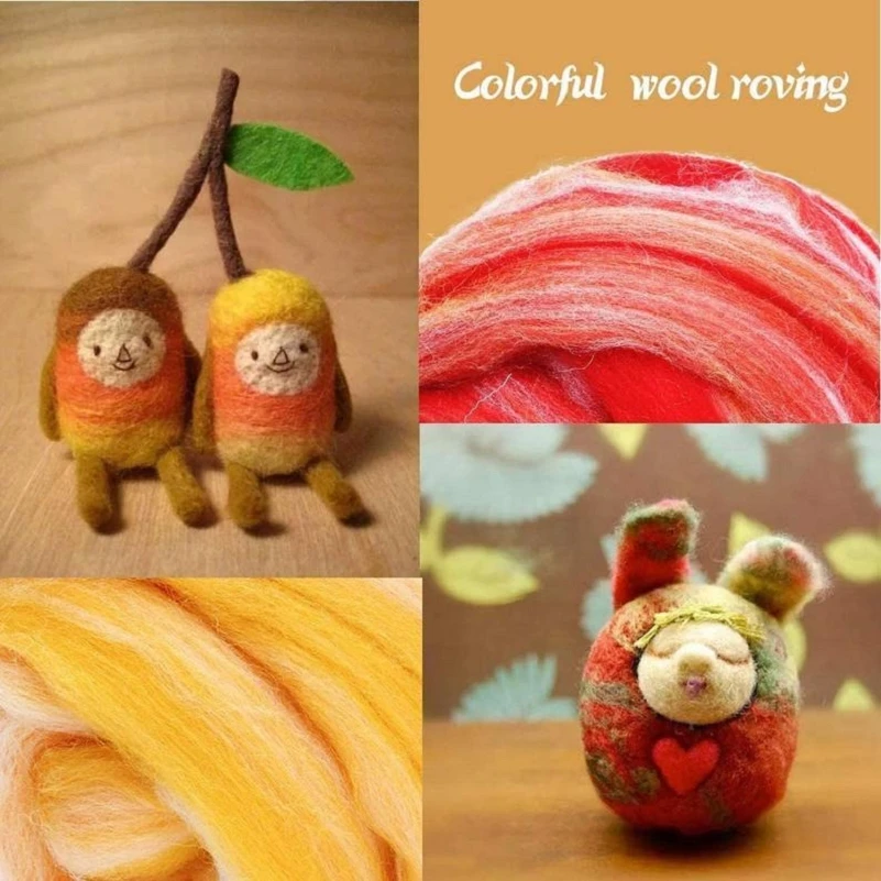 

Wool Blended Wool Roving 50g Merino Mixed Hand Dyed Wool Top Art Needle and Wet Felting Supplies Needle Felting Diy Wool (NO.07)