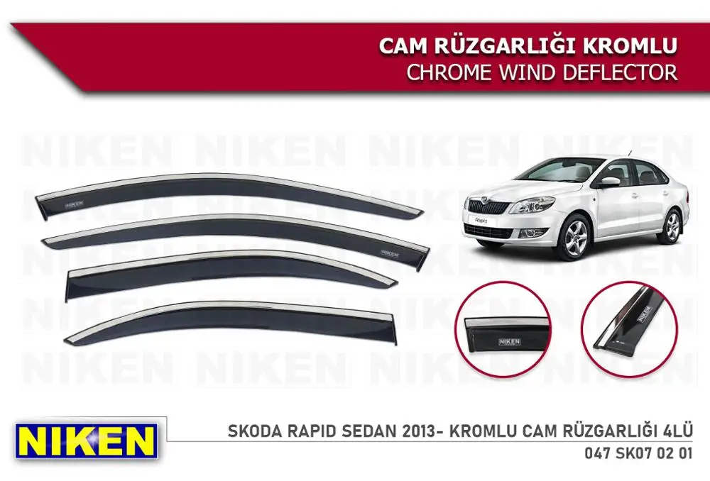 For Skoda Rapid Sedan Chrome Wind Deflector Rain Window 2013 2014 2015 2016 2017 2018 2019 Car Auto Accessory Black Chrome