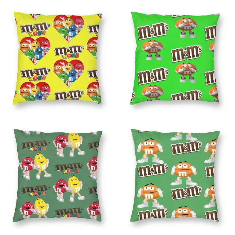 

Классический желтый чехол с эмоциями M & M's, украшение для спальни, роскошные подушки для влюбленных конфет, шоколада, для дивана, квадратная ...