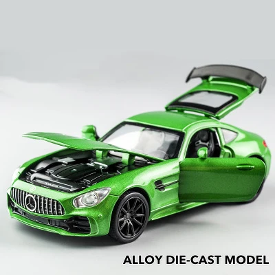Green-Box KIDAMI 1:32 Сплав AMG GT GTR оттяните назад литье под давлением модель автомобиля, звук света MINIAUTO игрушечный автомобиль транспортные средства для детей Подарки для взрослых Формула 1 - Color: Green-Box