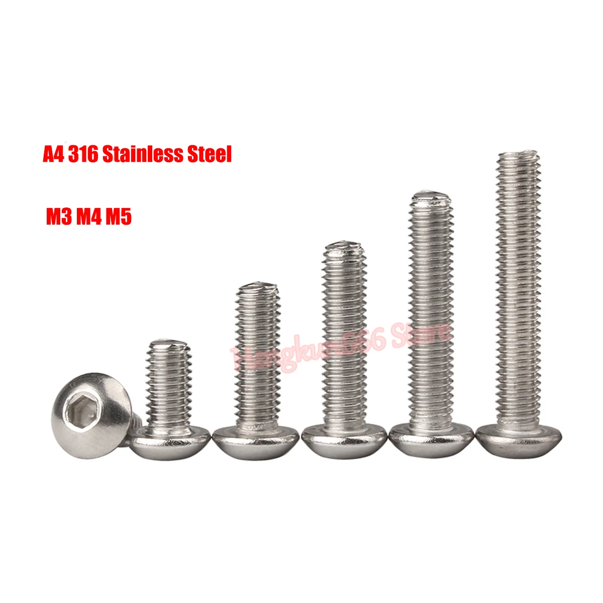 

M3 M4 M5 Marine Grade A4 316 Stainless Steel Button Head Socket Cap Screws Allen Bolts ISO7380 Round Head Hex Drive Screw