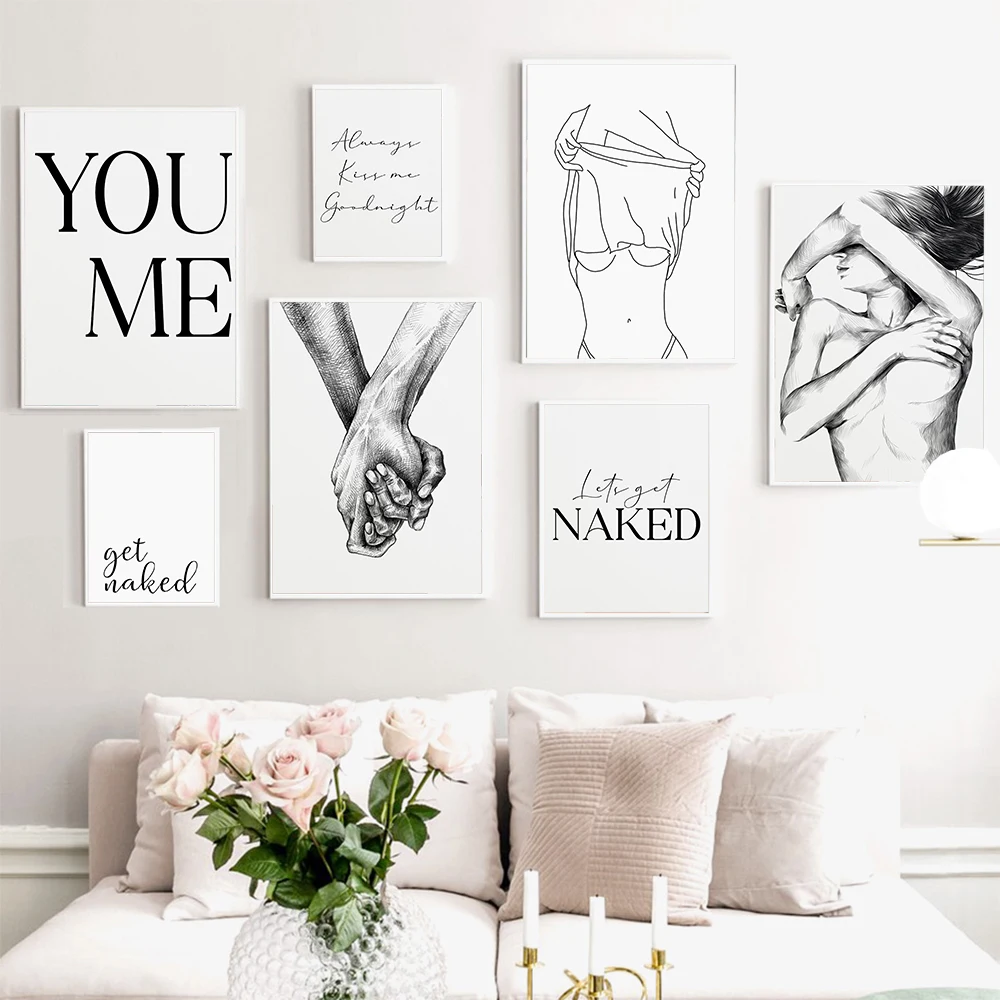

Sexy Female Body Art Print Naked Quotes Canvas Poster Line Drawing Prints Abstract Woman Wall Art Painting Picture Bedroom Decor