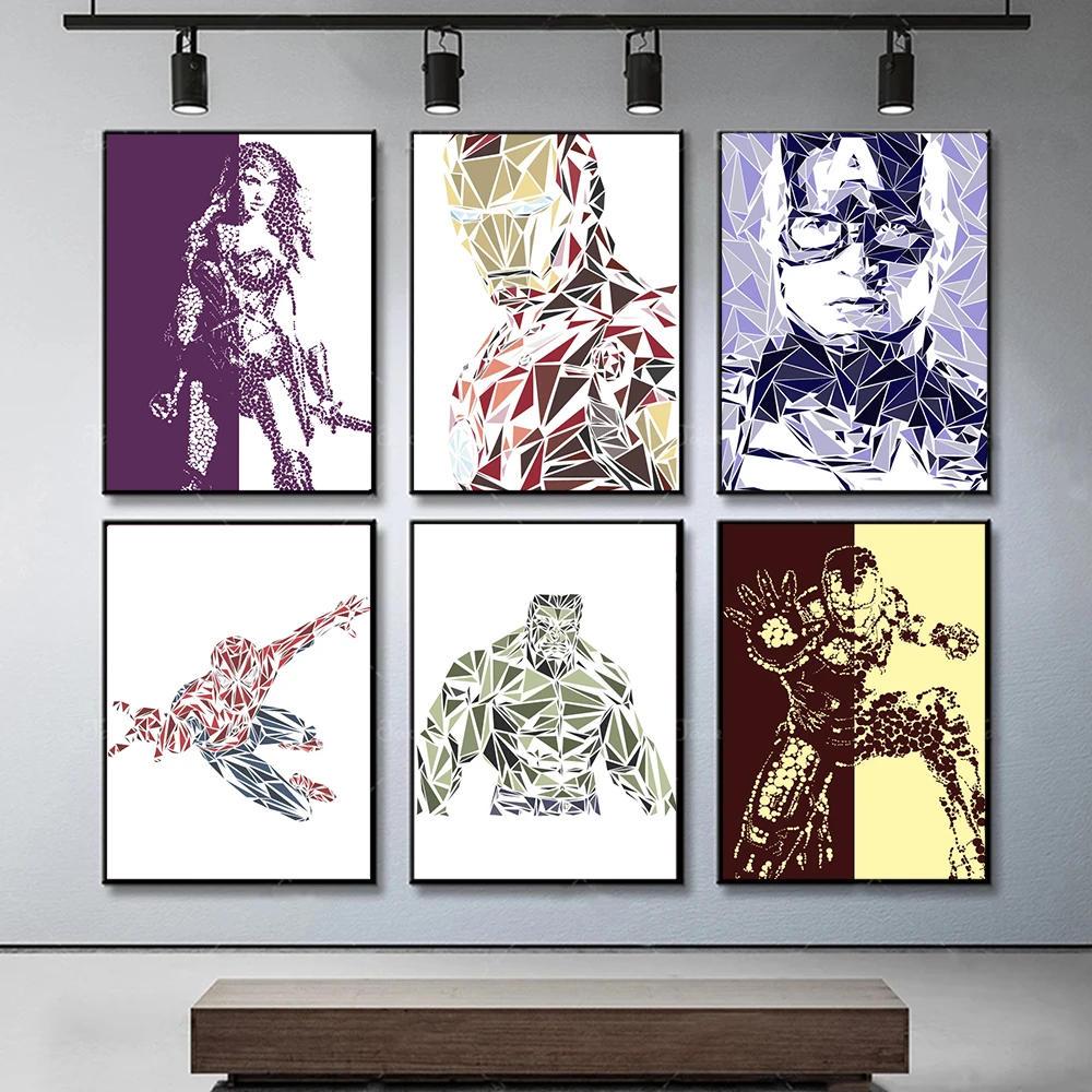 

Marvel Creative Irregular Block Stacking Superhero Hulk Spiderman Posters and Prints Modern HD Wall Art Canvas Painting Cuadros