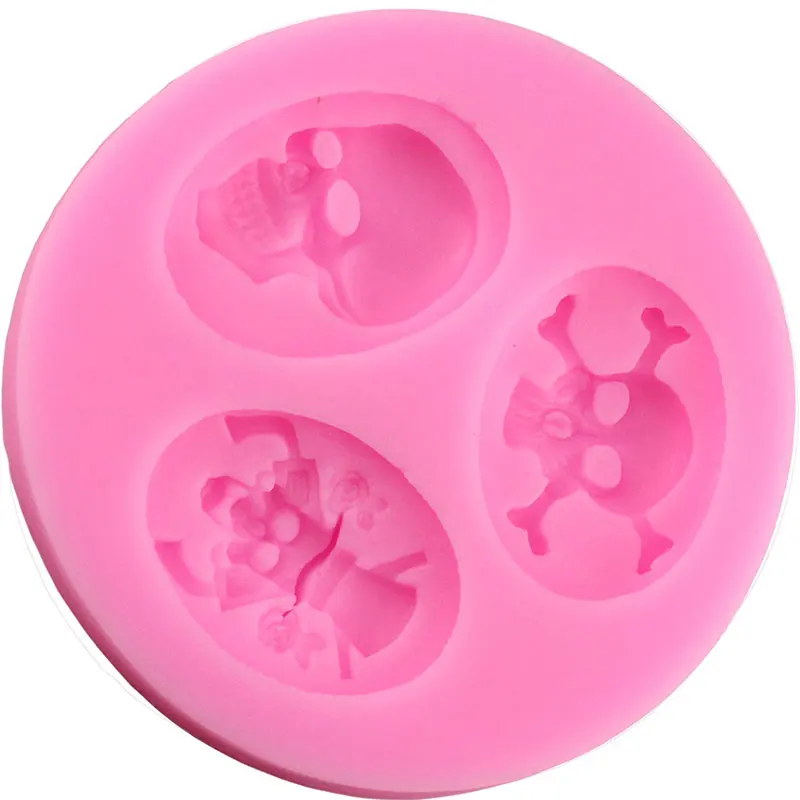 Силиконовая форма в виде головы черепа для Хэллоуина капкейка топпера помадки