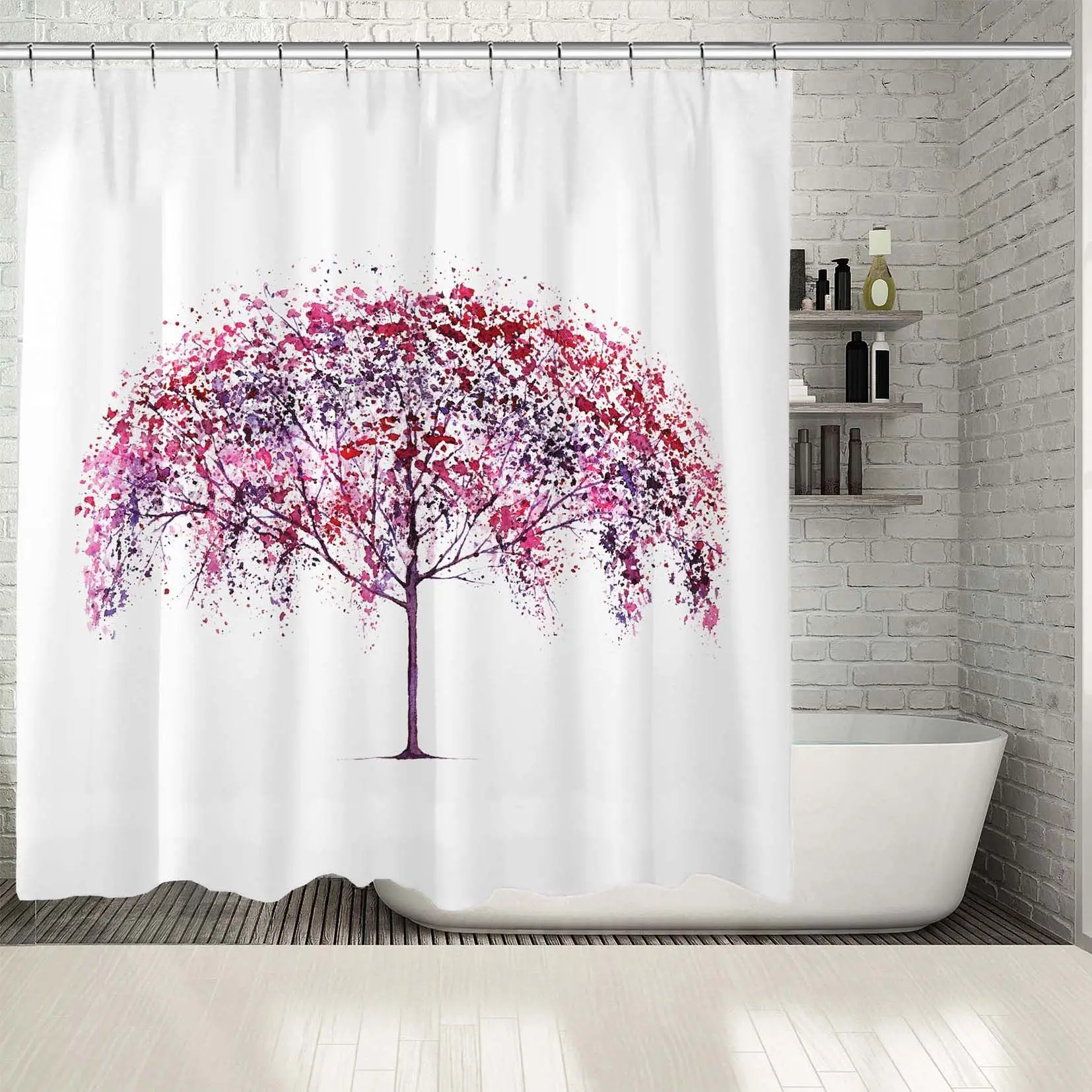 Занавеска для душа Вишневое дерево цветы прекрасные весенние дни природа