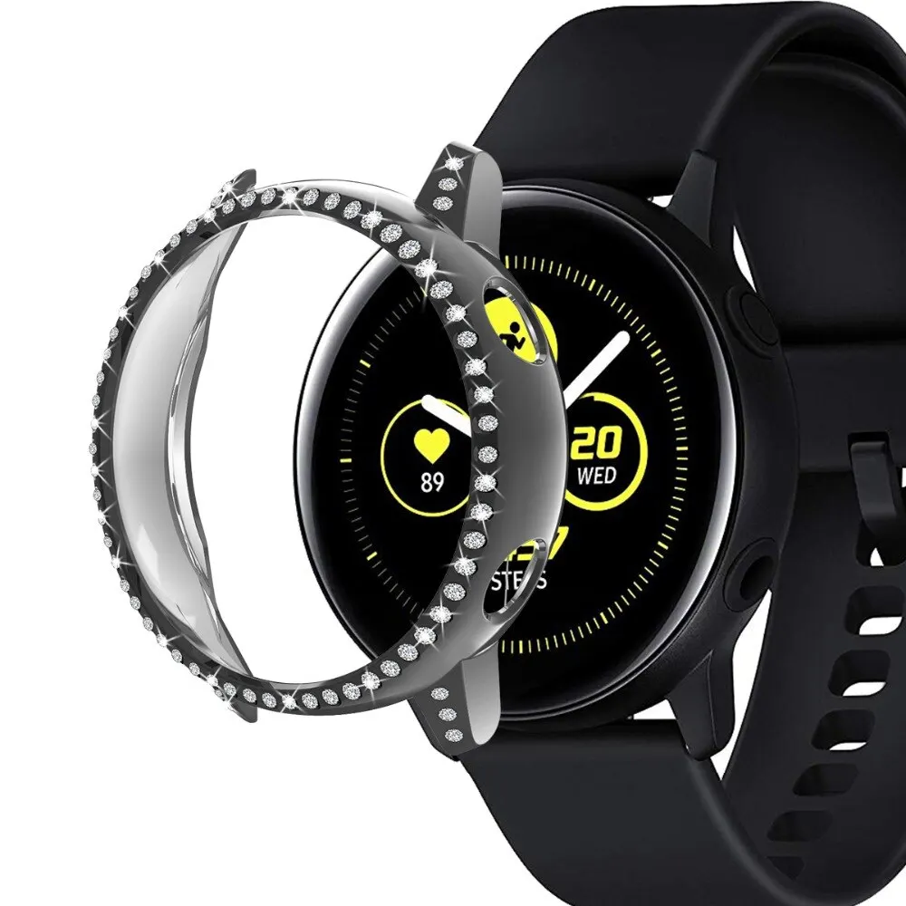 Блестящий чехол для samsung galaxy watch Active cover Diamond TUP Защитная пленка для экрана бампер Защита от падения, аксессуары - Цвет: black