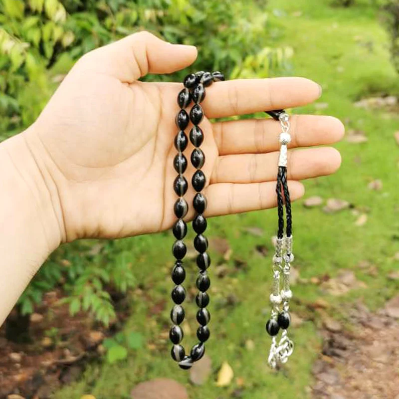 

Black Tasbih Turkey Resin Man bracelet 33 beads muslim gifts rosary islamic jewelry Arabic Misbaha handmade tassel Accessories