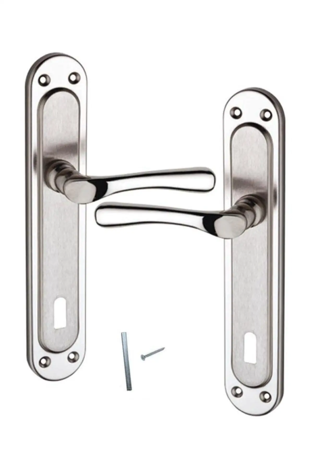 

Room Door Handle (front-back Double Set) Nickel Satin