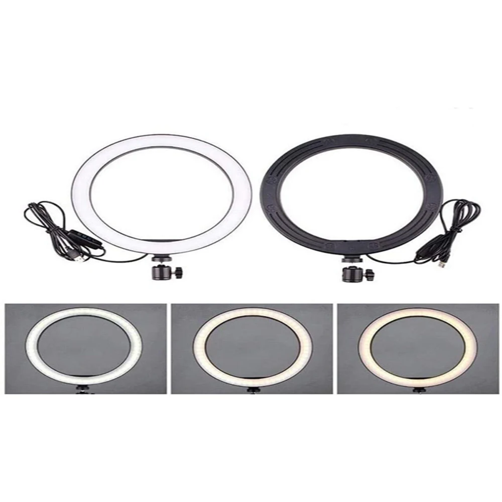 

Selfie Led Ring Light with Tripod Stand Desktop Laptop Lights Live Stream Video Recording Overhead Arm Clip For Phone