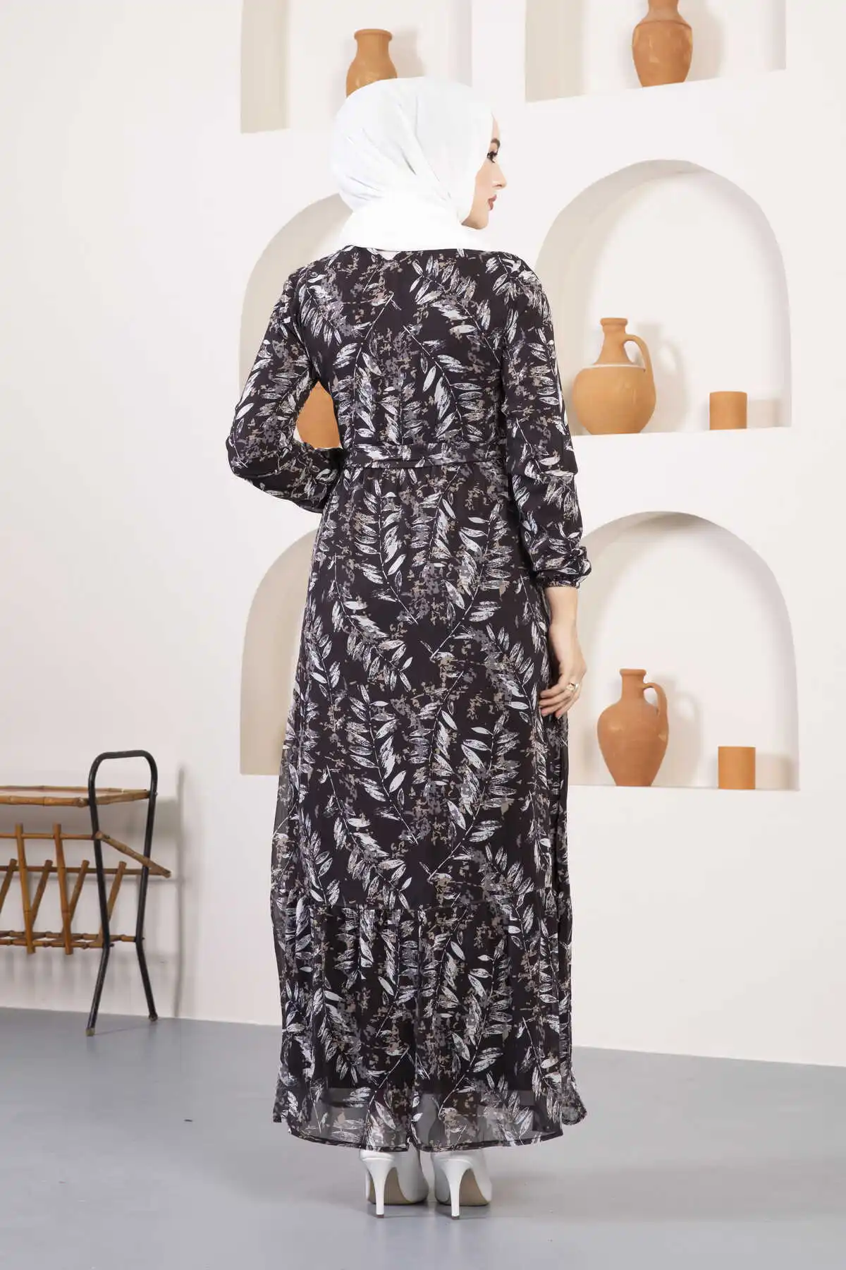 Leaf Patterned Dress Turkey Muslim Fashion Islam Clothing Dubai Istanbul Istanbulstyles 2022