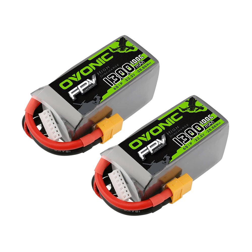 OVONIC-bater&iacute;a LIPO 6S FPV para Dron de carreras, 1300mAh, 100C, 22,2 V, enchufe XT60 para cuadric&oacute;ptero, helic&oacute;ptero, UAV, bater&iacute;as de avi&oacute;n-0