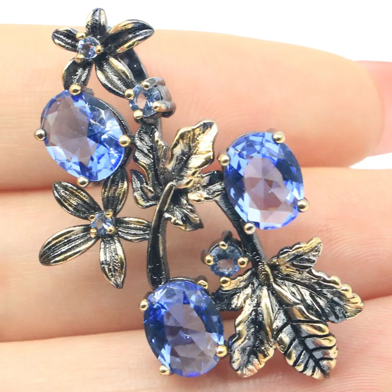 Неоготический винтажный кулон 41x26 мм, 6 г, с большим фиолетовым танзанитом, золотым цитрином, розовым морганитом, подарок на свидание, черный, золотой, серебряный кулон