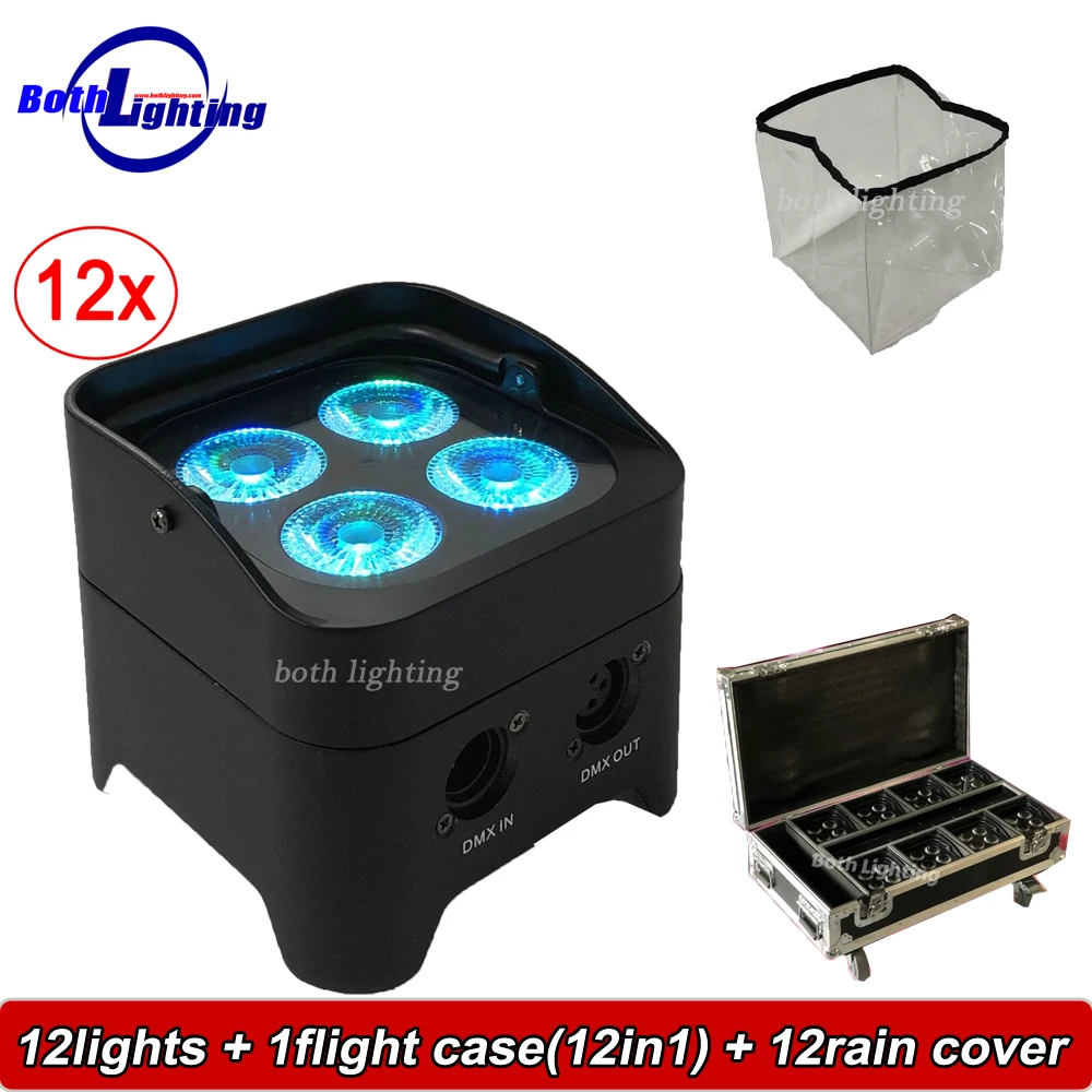 

DMX Up light ing 4x18 Вт RGBWA УФ 6 в 1 светодиодный светильник с питанием от батареи, освесветильник для диджея, диско, свадьбы, сцены, ИК-пульт дистанцио...