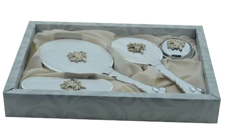 

GOLD RIBBON PATTERNED MAGNIFICENT DOWRY BRIDE SET CAREFUL WOMEN'S STYLE Mirror Comb Set of 4 FREE SHIPPING