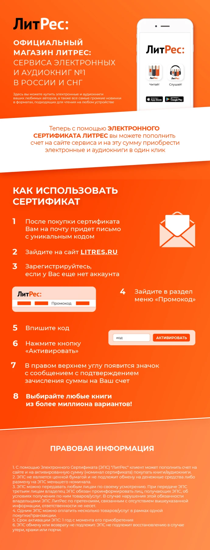 Электронный сертификат ЛитРес 300 рублей |