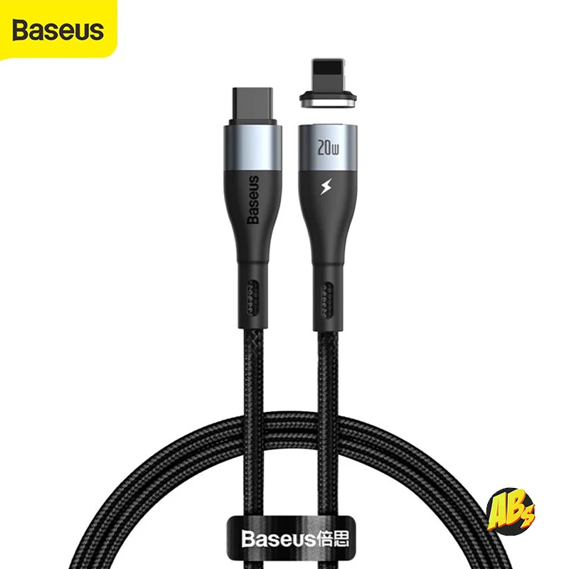 Магнитный USB C кабель Baseus Lightning 1м 20W QC3.0 PD для iPhone 13 12 11 Pro Max быстрая зарядка передача