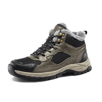 2021 new men winter warm outdoor hiking shoes high top plus velvet non slip wear resistant hiking boots autumn sports shoe
