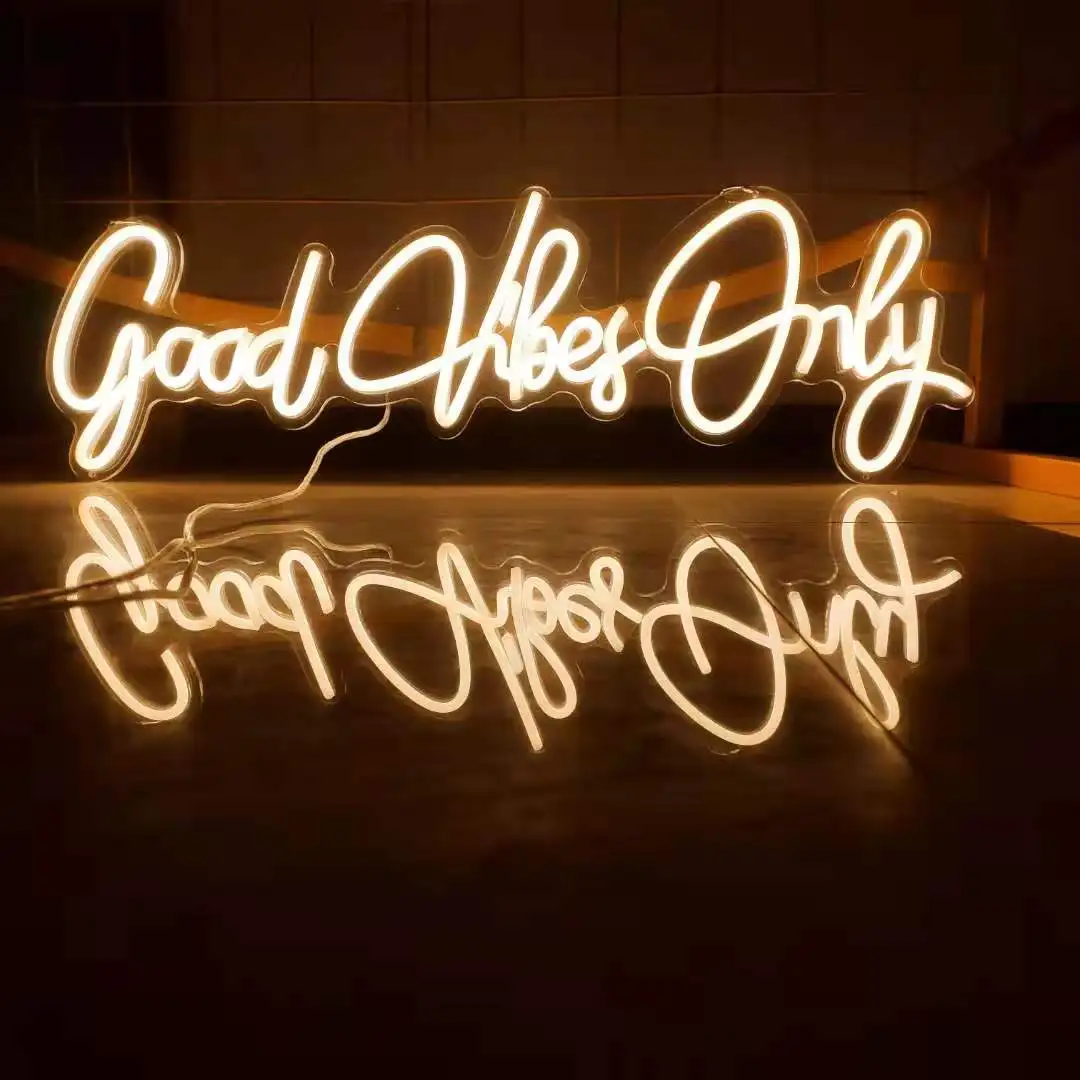 

Неоновая вывеска на заказ Good Vibes Only, неоновый светильник, настенное искусство, подарочное украшение, бар, рейва, квартира, домашний декор веч...