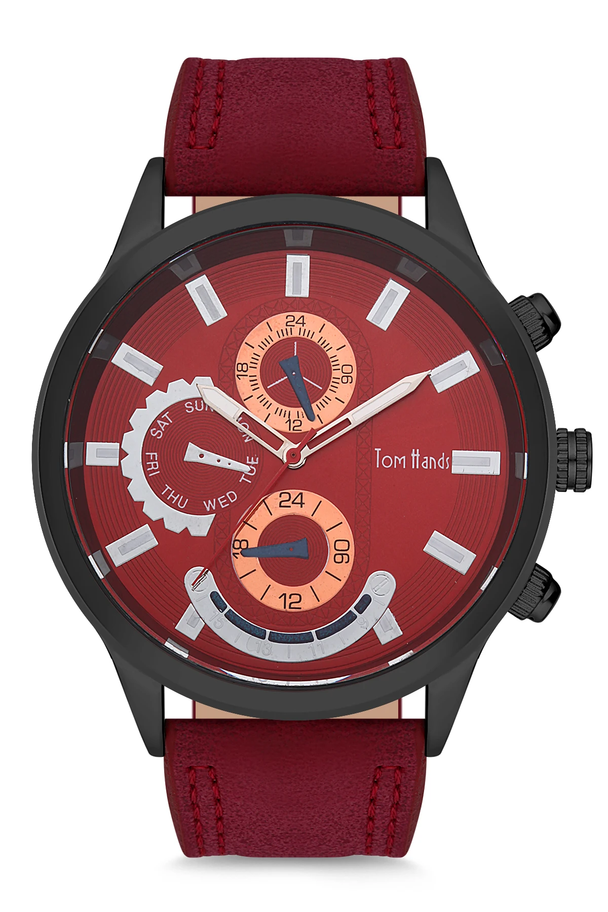 

2020 top Brand Luxury Fashion Men 'S Burgundy Leather Quartz Wristwatches Clock THST1-T0490-EDBB3 Tom & Hands