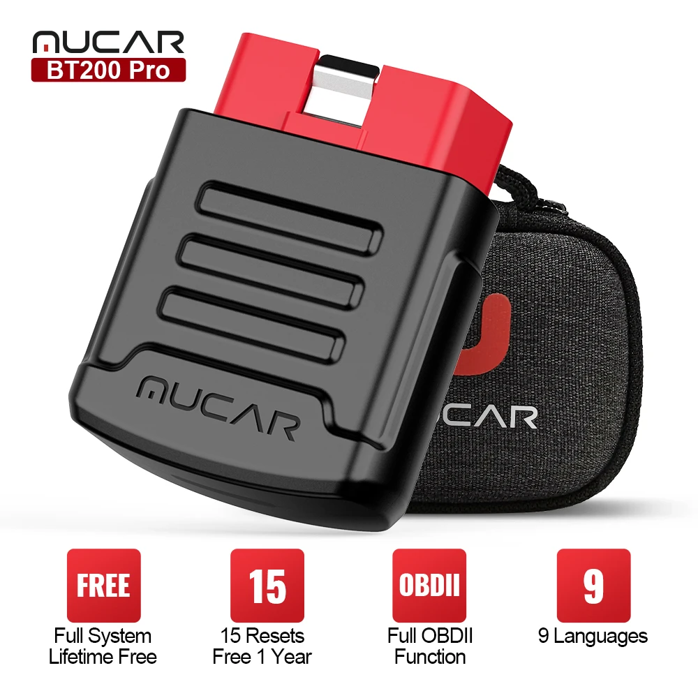 MUCAR BT200 Pro Lifetime Free All Cars Full System Obd2 Diagnostic Tools Professional 15 Resets Obd 2 Diagnost Scanner For Auto