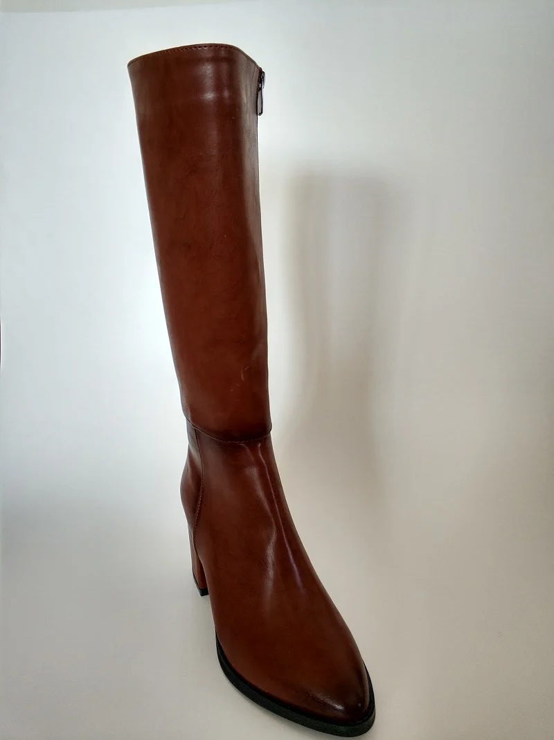 Tuwoshoes/женские сапоги до колена на высоком каблуке; цвет коричневый