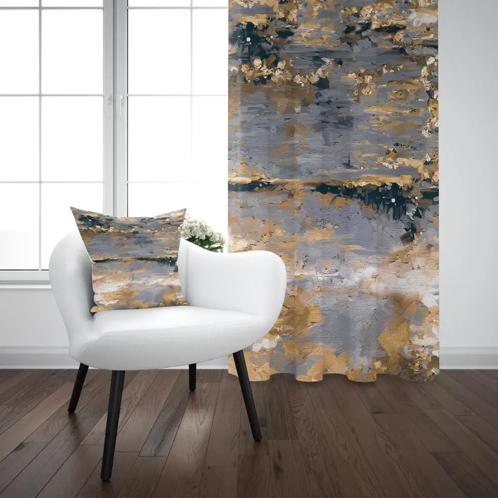 Еще серый черный желтый турецкий османский Винтаж 3D принт Гостиная Спальня окна