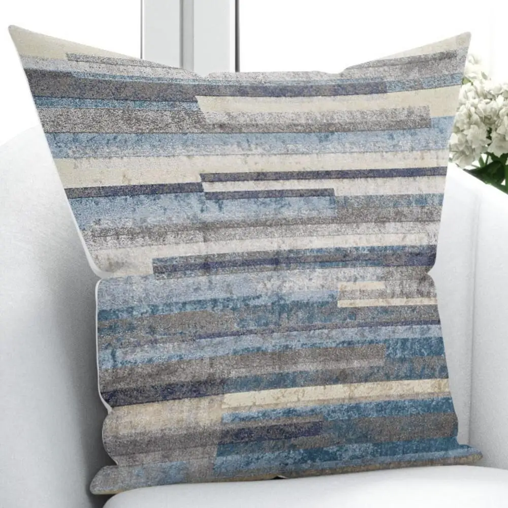

Else Blue Gray White Aging Stripes 3D Print Throw Pillow Case Cushion Cover Square Hidden Zipper 45x45cm