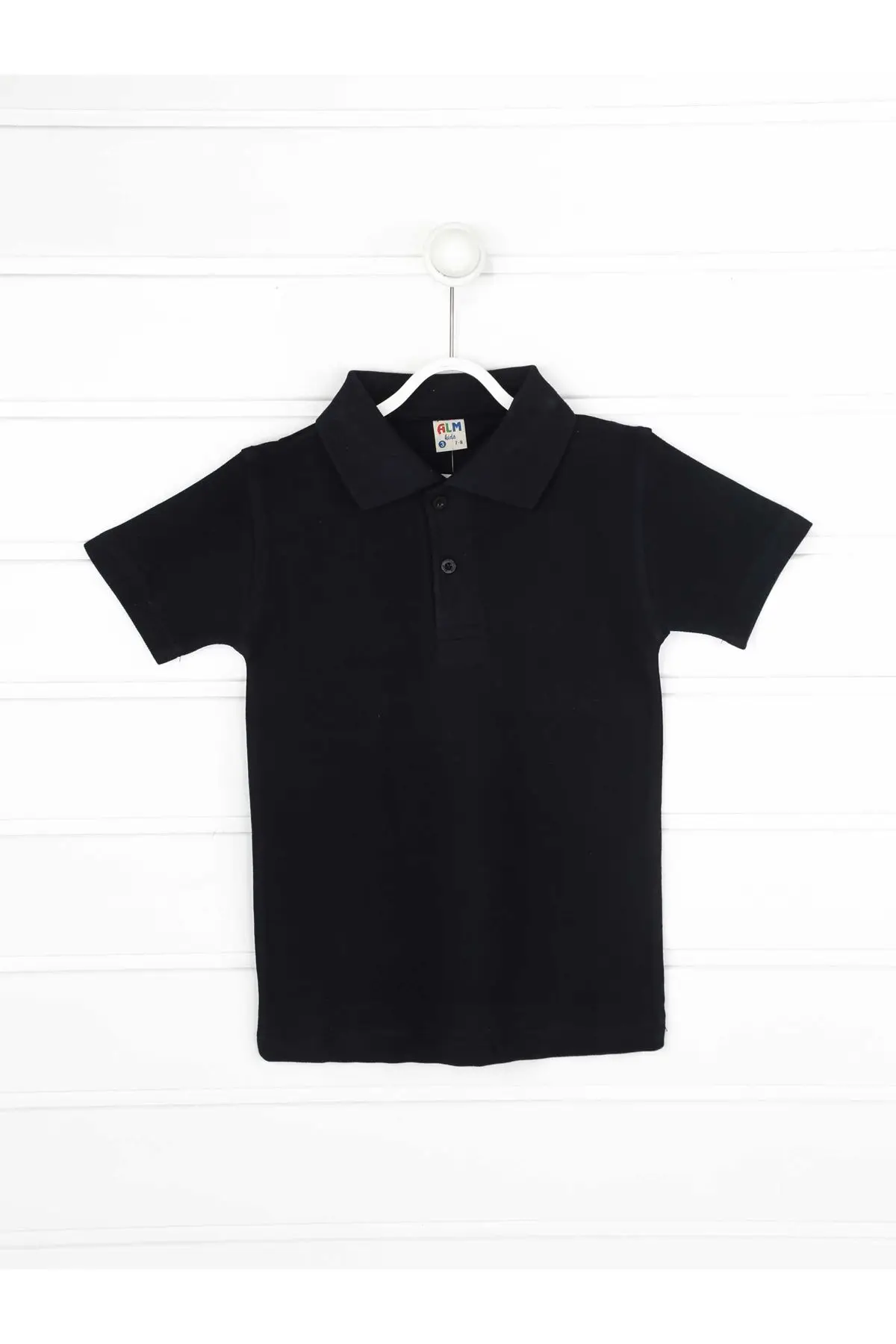 

Navy blue Polo Collar Cotton Child Basic T-Shirt