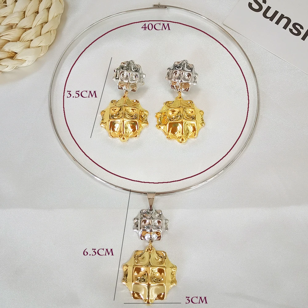 Новое ожерелье набор золото серебро Сережки для красивое женское кольцо с