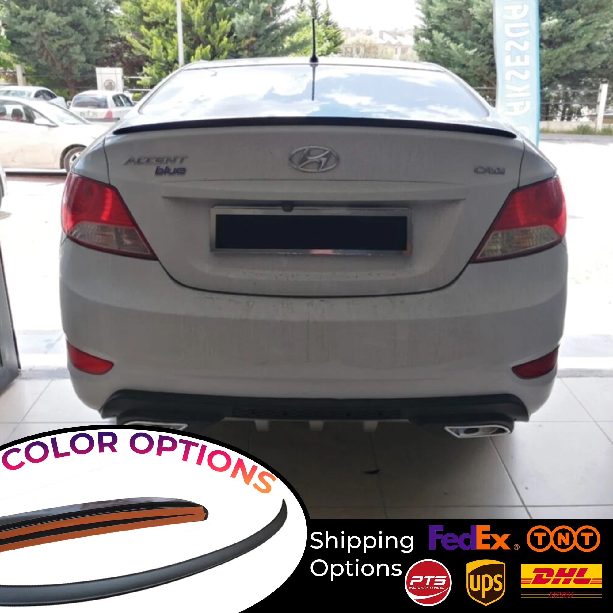 

Задний спойлер для Hyundai Accent Blue 2011 2012 2013 2014 2016 2017 2018, пластиковый глянцевый черный спойлер, спойлер для крыла багажника