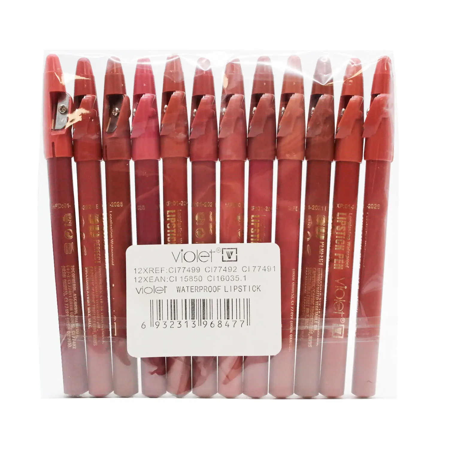 Violet Матовые Карандаши для губ Набор Lip gloss 12 оттенков с Точилками Карандаш нюд