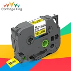 Жесткая клейкая лента TZe 18 мм лента для маркировки TZ S641, черная и желтая, совместимая с Brother P-touch, для изготовления этикеток