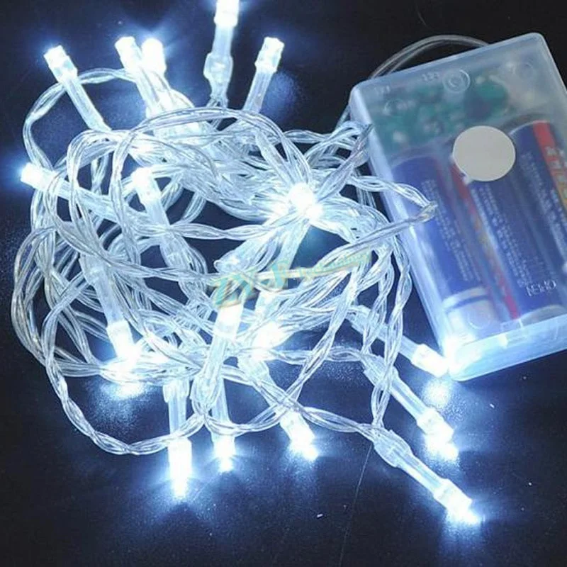 Гирлянда на батарейках LED 5 метров холодный белый