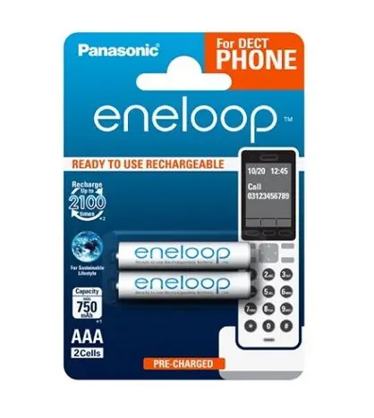 Panasonic Eneloop bk-4mcce/2DE battery 750mAh AAA DECT BL2 | Rechargeable Batteries