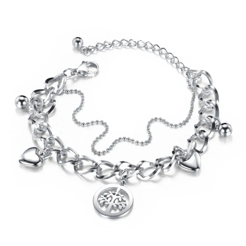 

Ideas New Fashion Gold Round shape Charm Tree Of Life Bracelets&Bangles Designs For Women Stainless Steel Bracelets