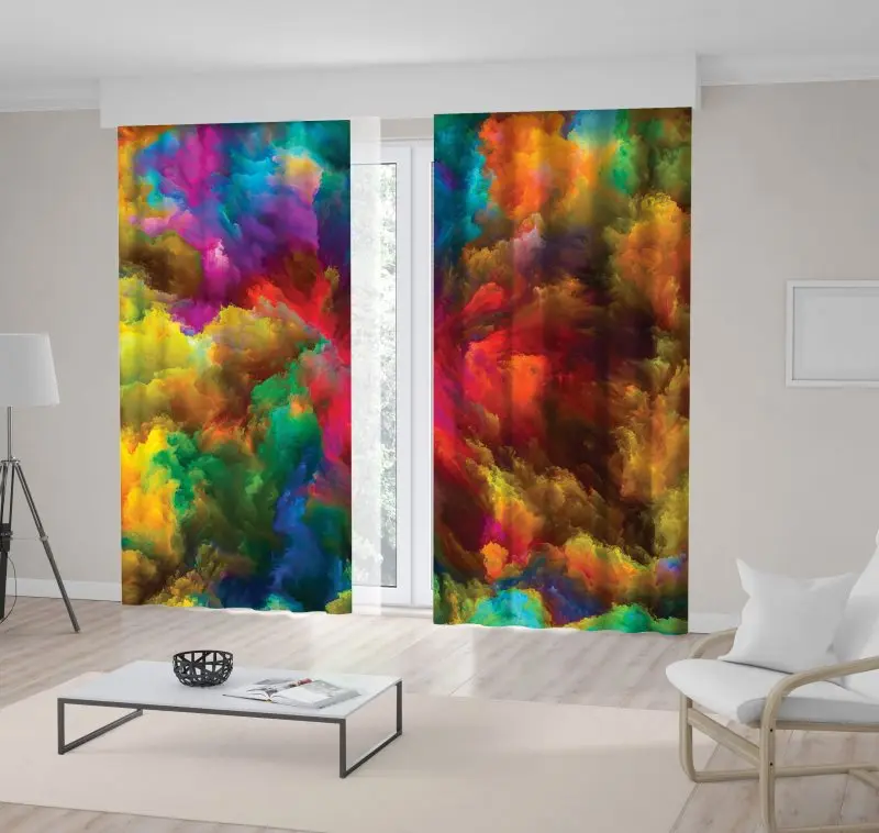 

Curtain Stylish Modern Abstract Artwork Flame Fog Autumn Nature Imagination Yellow Blue Green Red